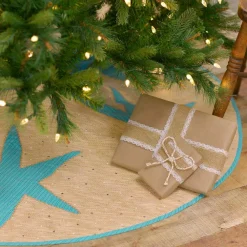 VHC Brands 55 In. Nerine Robin Egg Blue Coastal Christmas Decor Tree Skirt -Alpine Corporation Shop vhc brands christmas tree skirts collars 32043 31 1000