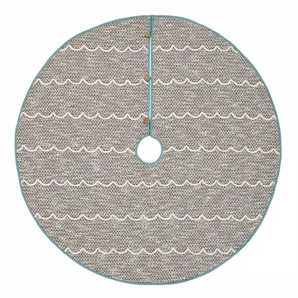 VHC Brands 55 In. Sanbourne Creme White Coastal Christmas Decor Tree Skirt 3 VHC Brands 55 In. Sanbourne Creme White Coastal Christmas Decor Tree Skirt