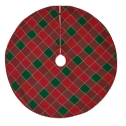 VHC Brands 55 In. Tristan Cherry Red Traditional Christmas Decor Tree Skirt