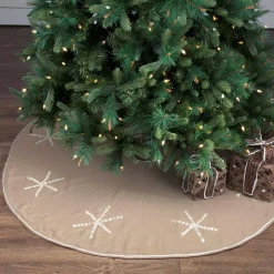VHC Brands 55 In. Pearlescent Natural Tan Coastal Christmas Decor Tree Skirt -Alpine Corporation Shop vhc brands christmas tree skirts collars 32189 31 1000