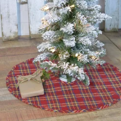VHC Brands 21 In. Galway Barn Red Rustic Christmas Decor Mini Tree Skirt -Alpine Corporation Shop vhc brands christmas tree skirts collars 32195 31 1000
