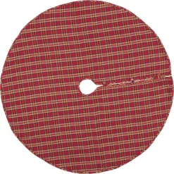VHC Brands 55 In. Galway Barn Red Rustic Christmas Decor Tree Skirt