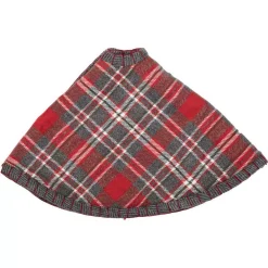 VHC Brands 21 In. Anderson Cherry Red Rustic Christmas Decor Plaid Mini Tree Skirt -Alpine Corporation Shop vhc brands christmas tree skirts collars 32219 4f 1000