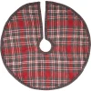VHC Brands 21 In. Anderson Cherry Red Rustic Christmas Decor Plaid Mini Tree Skirt