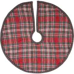 VHC Brands 21 In. Anderson Cherry Red Rustic Christmas Decor Plaid Mini Tree Skirt