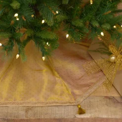 VHC Brands 48 In. Tinsel Gold Yellow Glam Christmas Decor Tree Skirt -Alpine Corporation Shop vhc brands christmas tree skirts collars 32242 31 1000