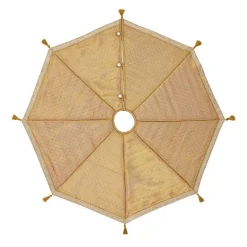 VHC Brands 48 In. Tinsel Gold Yellow Glam Christmas Decor Tree Skirt