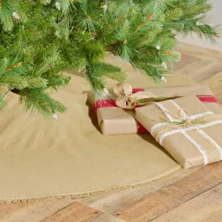 VHC Brands 48 In. Natural Festive Burlap Farmhouse Christmas Decor Tree Skirt -Alpine Corporation Shop vhc brands christmas tree skirts collars 32257 31 1000