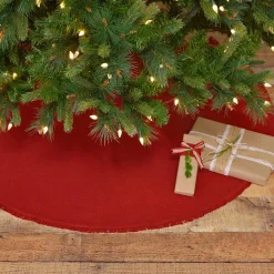 VHC Brands 48 In. Red Festive Burlap Farmhouse Christmas Decor Tree Skirt -Alpine Corporation Shop vhc brands christmas tree skirts collars 32261 31 1000