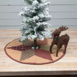 VHC Brands 21 In. Tea Star Dark Tan Traditional Christmas Decor Mini Tree Skirt -Alpine Corporation Shop vhc brands christmas tree skirts collars 38095 31 1000