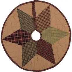 VHC Brands 21 In. Tea Star Dark Tan Traditional Christmas Decor Mini Tree Skirt