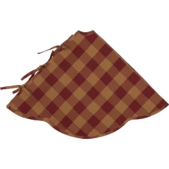 VHC Brands 48 In. Burgundy Check Red Primitive Christmas Decor Scalloped Tree Skirt -Alpine Corporation Shop vhc brands christmas tree skirts collars 42381 4f 1000