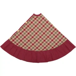 VHC Brands 48 In. Jonathan Plaid Natural Tan Traditional Christmas Decor Tree Skirt -Alpine Corporation Shop vhc brands christmas tree skirts collars 42420 4f 1000