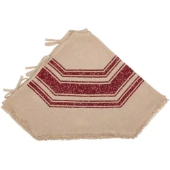 VHC Brands 48 In. Red Vintage Burlap Stripe Farmhouse Christmas Decor Tree Skirt -Alpine Corporation Shop vhc brands christmas tree skirts collars 42465 4f 1000