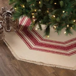 VHC Brands 55 In. Red Vintage Burlap Stripe Farmhouse Christmas Decor Tree Skirt 9 VHC Brands 55 In. Red Vintage Burlap Stripe Farmhouse Christmas Decor Tree Skirt -Alpine Corporation Shop vhc brands christmas tree skirts collars 42466 31 1000
