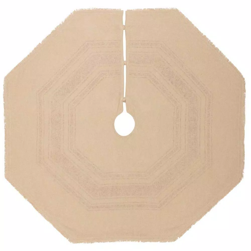 VHC Brands 55 In. Red Vintage Burlap Stripe Farmhouse Christmas Decor Tree Skirt 4 VHC Brands 55 In. Red Vintage Burlap Stripe Farmhouse Christmas Decor Tree Skirt - Image 2