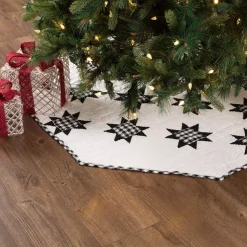 VHC Brands 48 In. Black Emmie Farmhouse Christmas Decor Patchwork Tree Skirt -Alpine Corporation Shop vhc brands christmas tree skirts collars 42503 31 1000