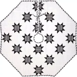 VHC Brands 48 In. Black Emmie Farmhouse Christmas Decor Patchwork Tree Skirt