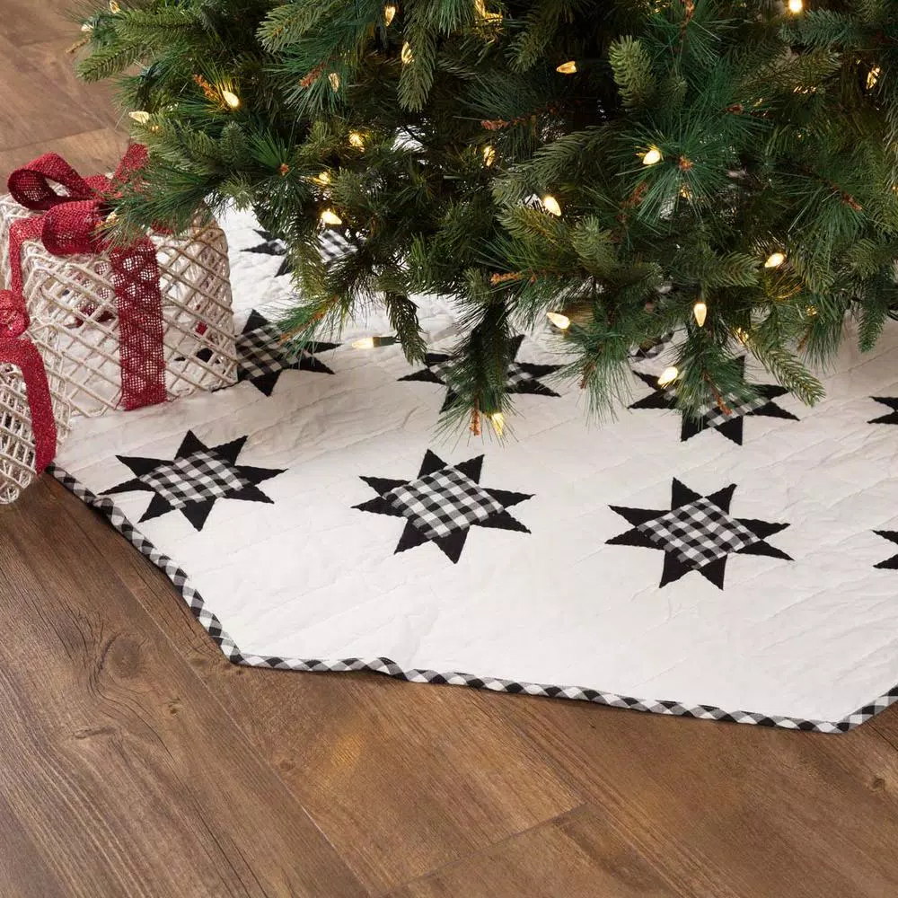 VHC Brands 55 In. Black Emmie Farmhouse Christmas Decor Patchwork Tree Skirt 6 VHC Brands 55 In. Black Emmie Farmhouse Christmas Decor Patchwork Tree Skirt - Image 4