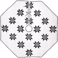VHC Brands 55 In. Black Emmie Farmhouse Christmas Decor Patchwork Tree Skirt