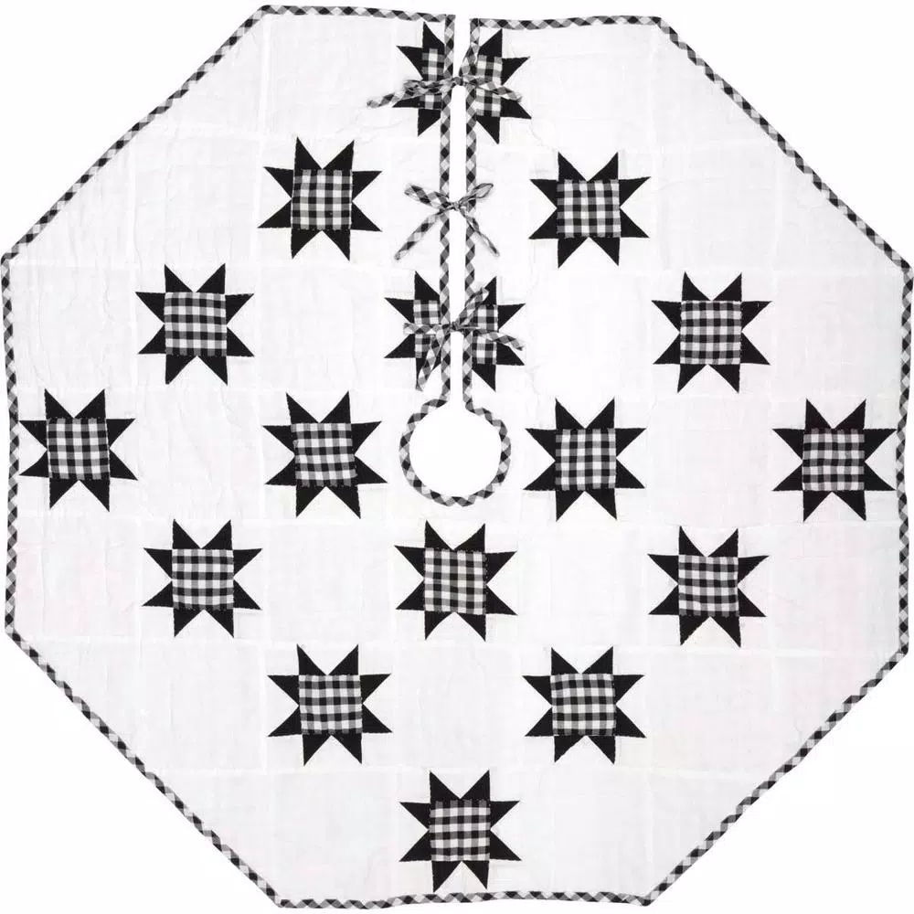 VHC Brands 55 In. Black Emmie Farmhouse Christmas Decor Patchwork Tree Skirt 3 VHC Brands 55 In. Black Emmie Farmhouse Christmas Decor Patchwork Tree Skirt