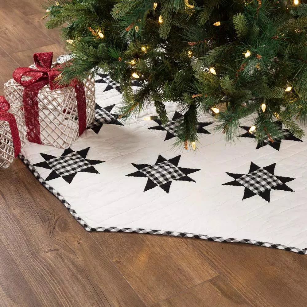 VHC Brands 60 In. Black Emmie Farmhouse Christmas Decor Patchwork Tree Skirt 6 VHC Brands 60 In. Black Emmie Farmhouse Christmas Decor Patchwork Tree Skirt - Image 4