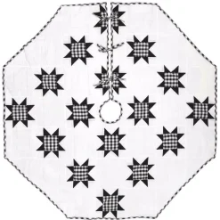 VHC Brands 60 In. Black Emmie Farmhouse Christmas Decor Patchwork Tree Skirt