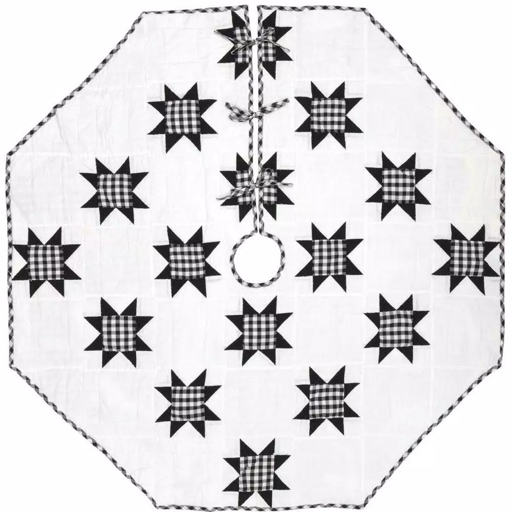 VHC Brands 60 In. Black Emmie Farmhouse Christmas Decor Patchwork Tree Skirt 3 VHC Brands 60 In. Black Emmie Farmhouse Christmas Decor Patchwork Tree Skirt