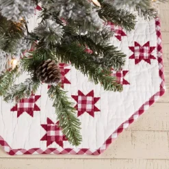 VHC Brands 21 In. Red Emmie Farmhouse Christmas Decor Patchwork Tree Skirt 9 VHC Brands 21 In. Red Emmie Farmhouse Christmas Decor Patchwork Tree Skirt -Alpine Corporation Shop vhc brands christmas tree skirts collars 42506 31 1000