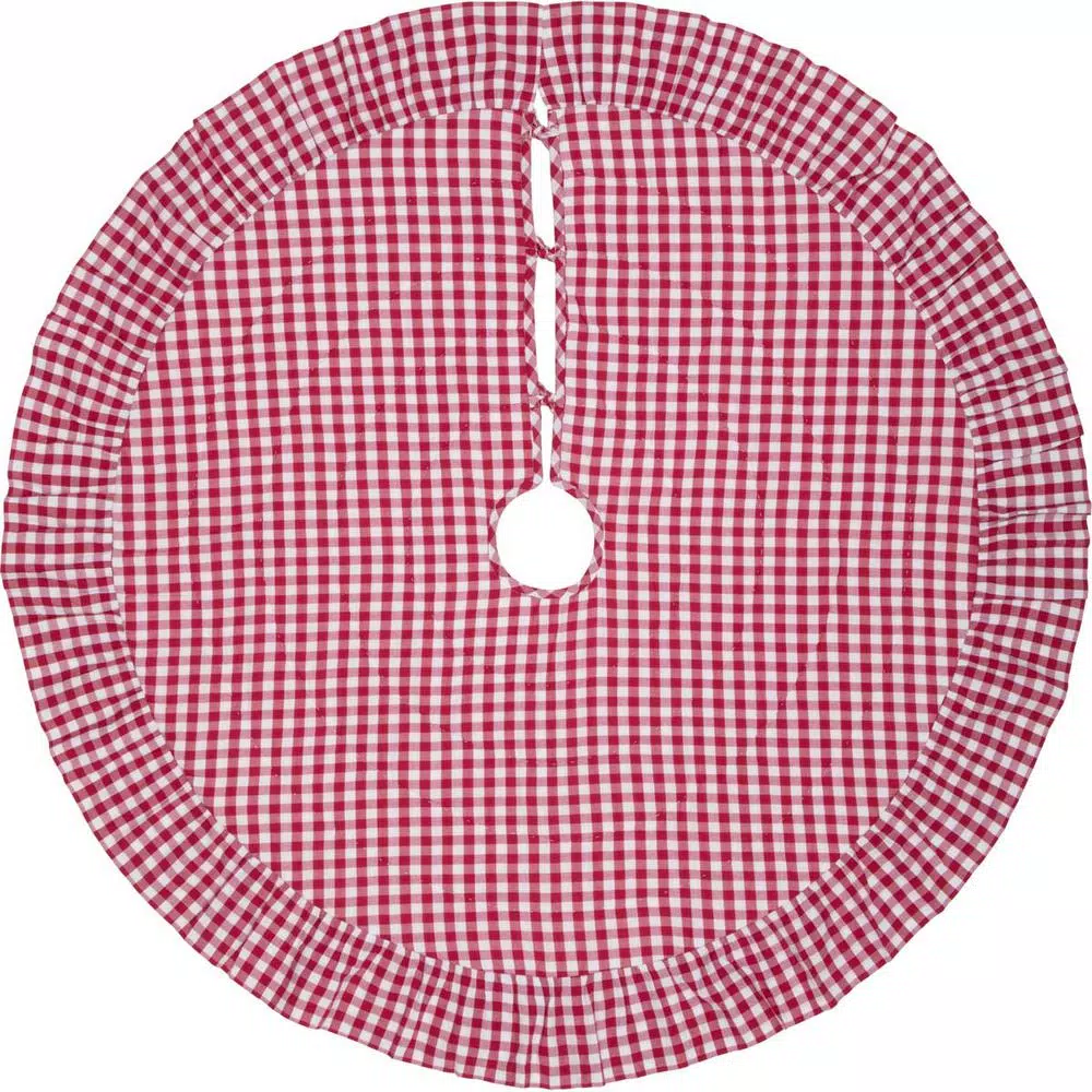 VHC Brands 48 In. Red Emmie Farmhouse Christmas Decor Ruffled Tree Skirt 4 VHC Brands 48 In. Red Emmie Farmhouse Christmas Decor Ruffled Tree Skirt - Image 2