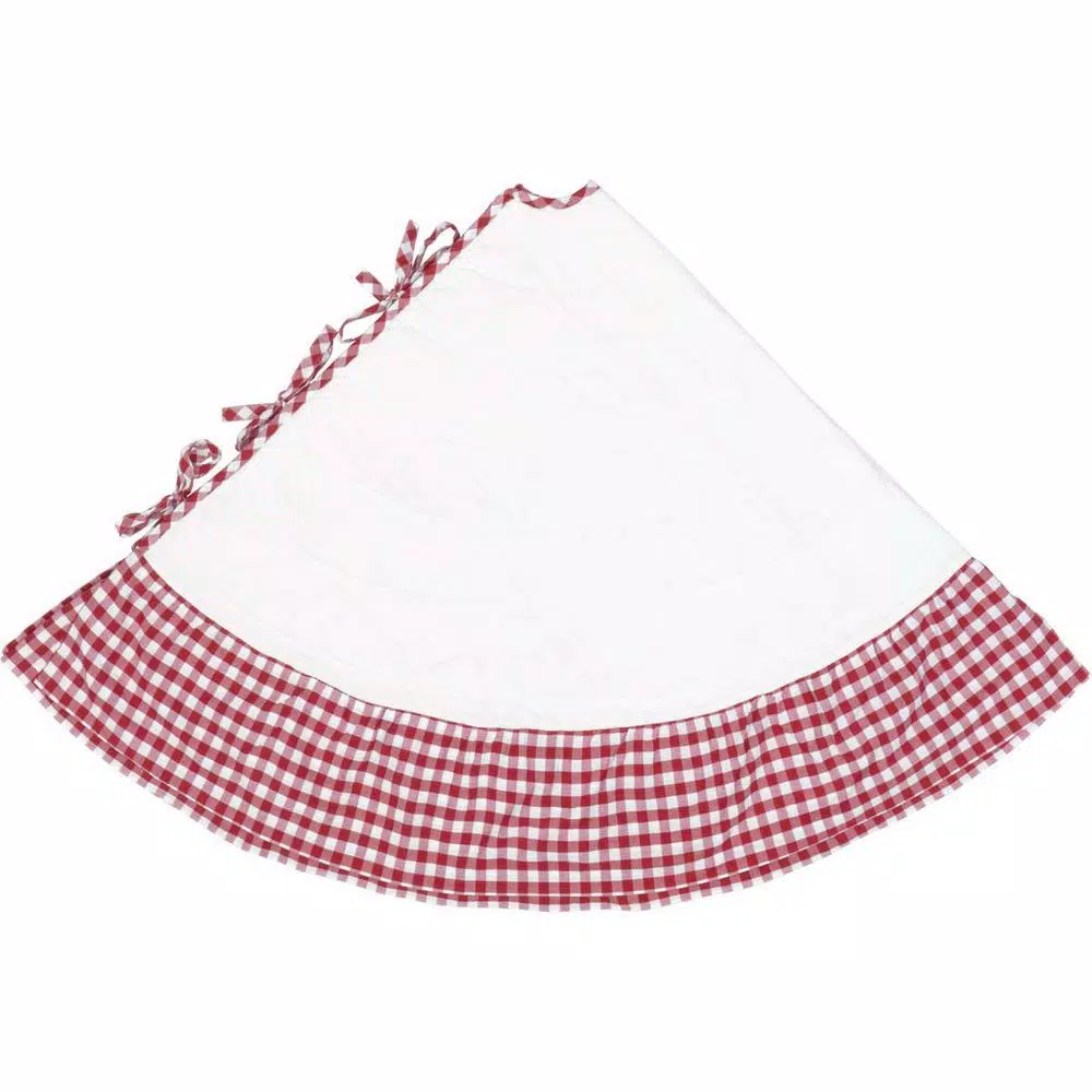VHC Brands 60 In. Red Emmie Farmhouse Christmas Decor Ruffled Tree Skirt 5 VHC Brands 60 In. Red Emmie Farmhouse Christmas Decor Ruffled Tree Skirt - Image 3