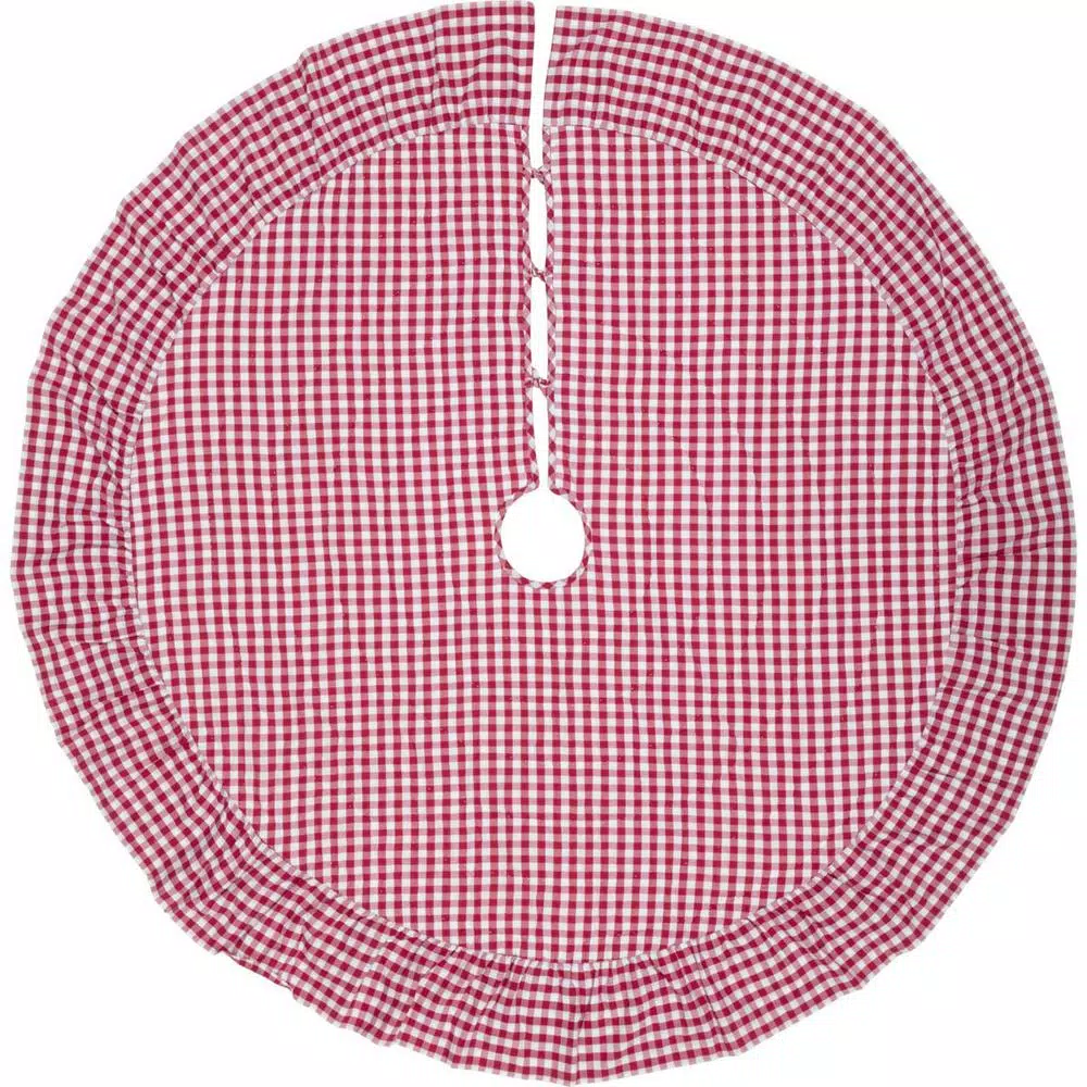 VHC Brands 60 In. Red Emmie Farmhouse Christmas Decor Ruffled Tree Skirt 4 VHC Brands 60 In. Red Emmie Farmhouse Christmas Decor Ruffled Tree Skirt - Image 2