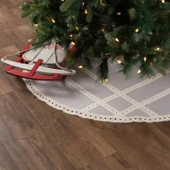 VHC Brands 48 In. Grey Margot Farmhouse Christmas Decor Tree Skirt -Alpine Corporation Shop vhc brands christmas tree skirts collars 42572 31 1000
