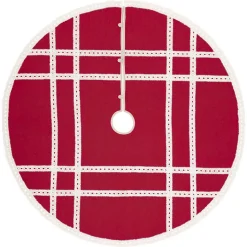 VHC Brands 55 In. Red Margot Farmhouse Christmas Decor Tree Skirt