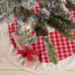 VHC Brands 21 In. Red Plaid Christmas Farmhouse Decor Tree Skirt -Alpine Corporation Shop vhc brands christmas tree skirts collars 42596 31 1000