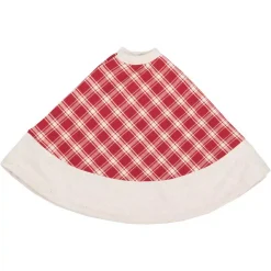 VHC Brands 21 In. Red Plaid Christmas Farmhouse Decor Tree Skirt -Alpine Corporation Shop vhc brands christmas tree skirts collars 42596 4f 1000