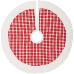 VHC Brands 21 In. Red Plaid Christmas Farmhouse Decor Tree Skirt