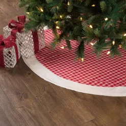 VHC Brands 48 In. Red Plaid Christmas Farmhouse Decor Tree Skirt -Alpine Corporation Shop vhc brands christmas tree skirts collars 42597 31 1000