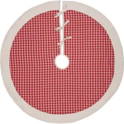 VHC Brands 48 In. Red Plaid Christmas Farmhouse Decor Tree Skirt