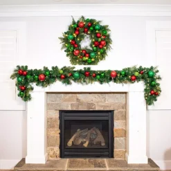 Village Lighting Company 9 Ft. Pre-Lit LED Christmas Cheer Garland -Alpine Corporation Shop village lighting company christmas garland v 20708 44 1000