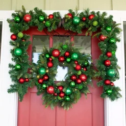 Village Lighting Company 30 In. Pre-Lit LED Christmas Cheer Wreath -Alpine Corporation Shop village lighting company christmas wreaths v 20706 4f 1000