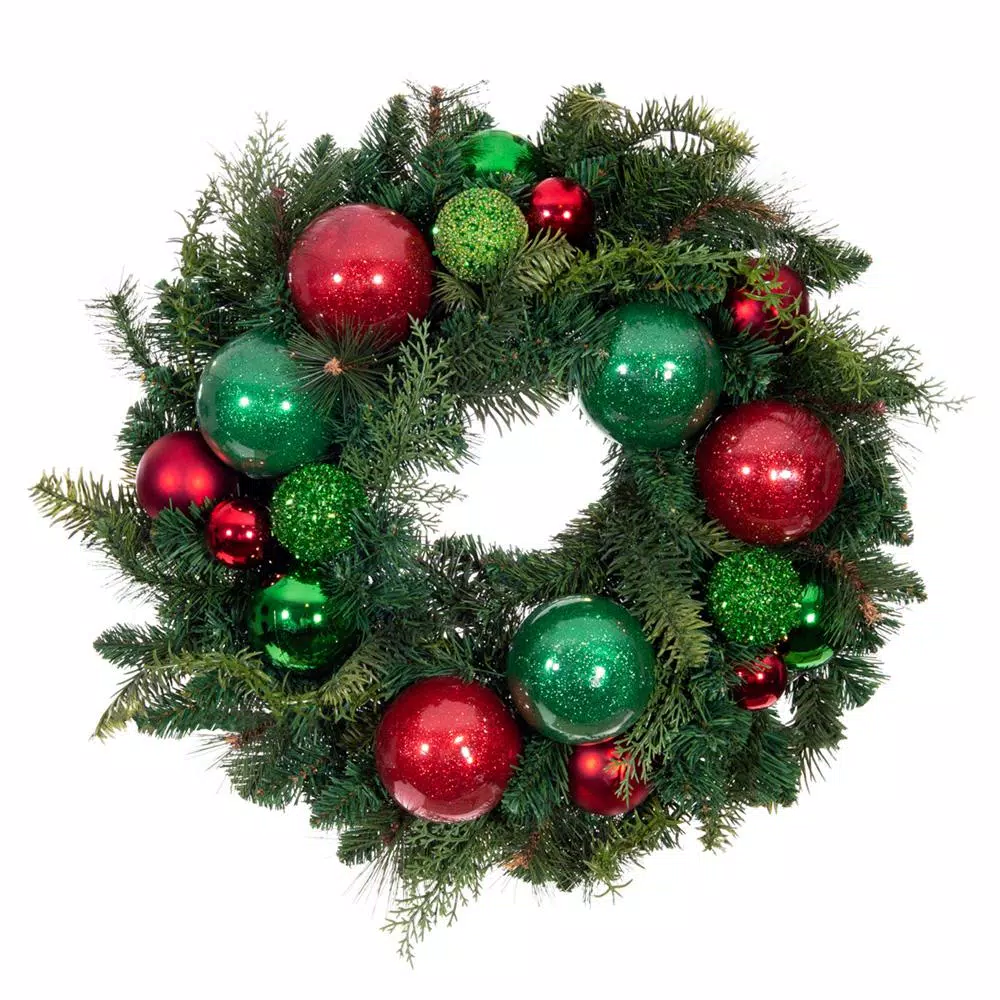 Village Lighting Company 24 In. Red And Green Christmas Cheer Wreath 3 Village Lighting Company 24 In. Red And Green Christmas Cheer Wreath