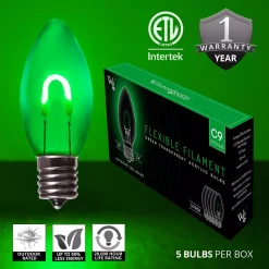 Wintergreen Lighting FlexFilament C9 LED Shatterproof Green Vintage Edison Christmas Light Bulbs (5-Pack) 7 Wintergreen Lighting FlexFilament C9 LED Shatterproof Green Vintage Edison Christmas Light Bulbs (5-Pack) -Alpine Corporation Shop wintergreen lighting christmas light bulbs 80676 c3 1000