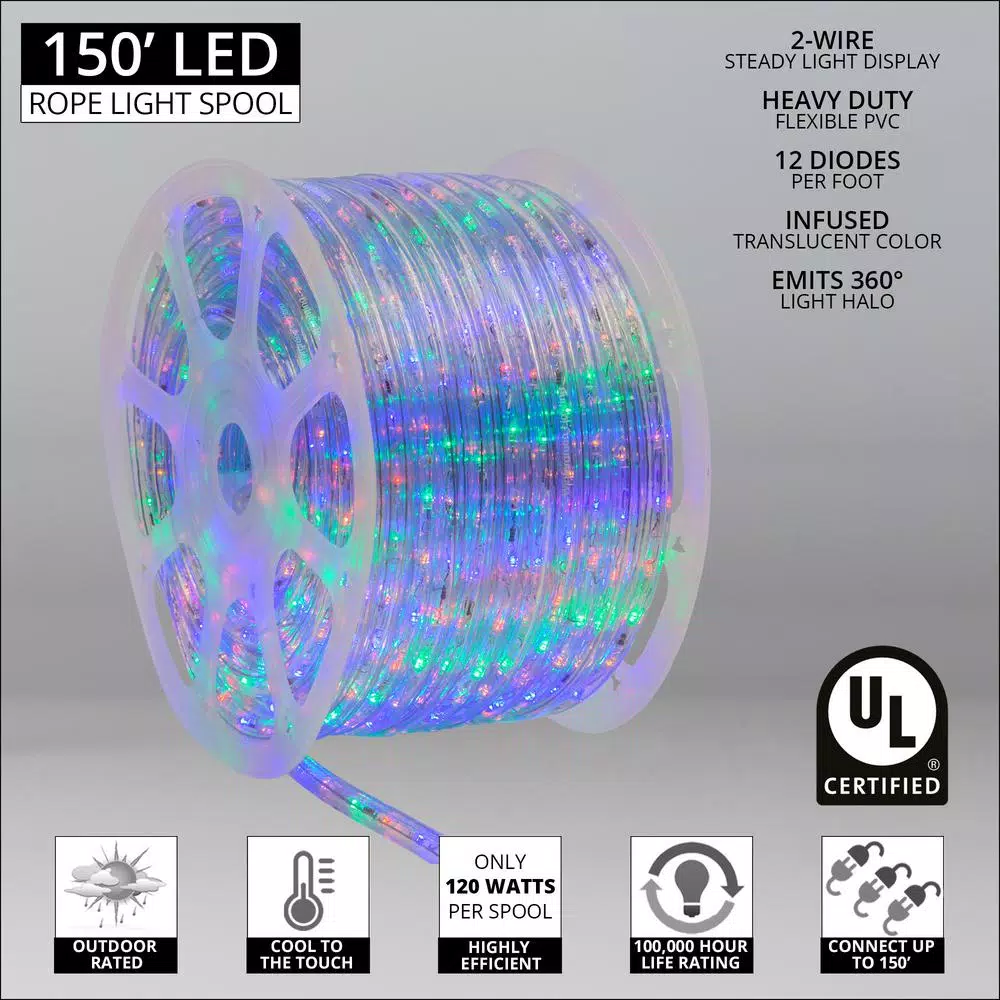 Wintergreen Lighting 150 Ft. 1800-Light Multi-Color Christmas LED Rope Light Kit 4 Wintergreen Lighting 150 Ft. 1800-Light Multi-Color Christmas LED Rope Light Kit - Image 2